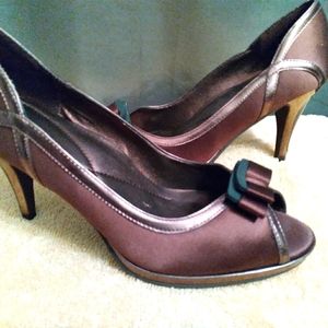 Reba Brown Satin Pump
